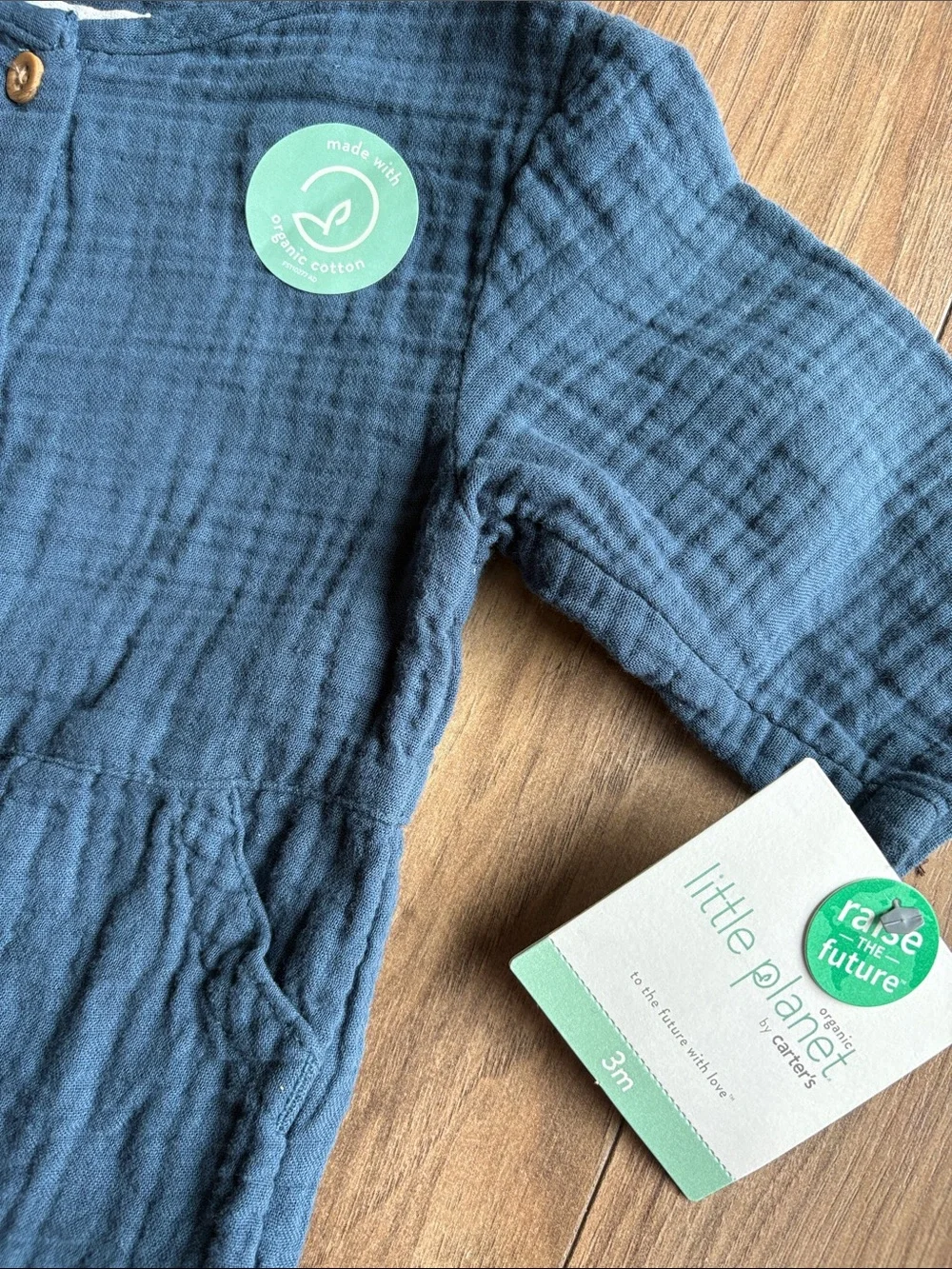Little Planet Organic Cotton Baby Romper in Deep Slate Blue